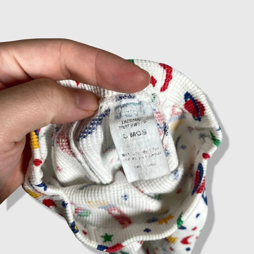 Oshkosh Thermal Pajama Pants‎ Kids 6 Months White Space Rocket Outer Space